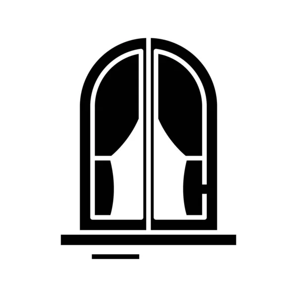 Inicio ventana icono negro, concepto de ilustración, vector de símbolo plano, signo de glifo . — Archivo Imágenes Vectoriales