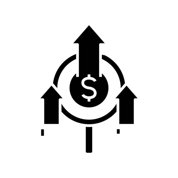 Inkomst tillväxt svart ikon, begrepp illustration, vektor platt symbol, glyf tecken. — Stock vektor