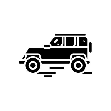 Jeep test simgesi, konsept illüstrasyon, vektör düz sembol, kabartma işareti.