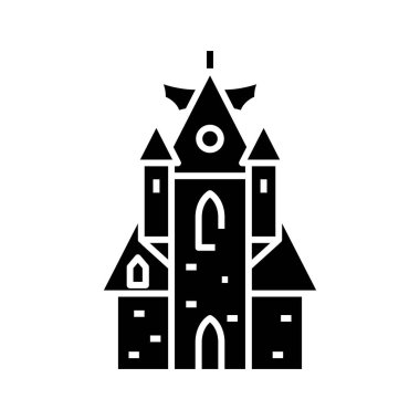 Horror castle black icon, concept illustration, vector flat symbol, glyph sign.