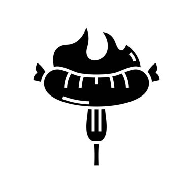 Hot sasauges black icon, concept illustration, vector flat symbol, glyph sign.