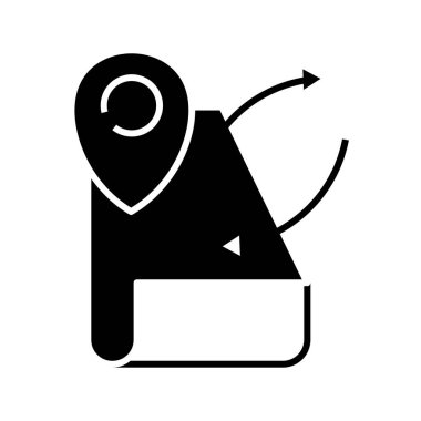Location route black icon, concept illustration, vector flat symbol, glyph sign.