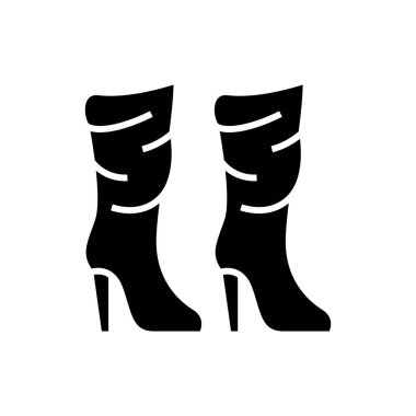 Long boots black icon, concept illustration, vector flat symbol, glyph sign.