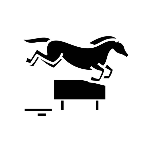 Paardenspringen zwart icoon, conceptillustratie, vector plat symbool, teken van de hiëroglief. — Stockvector