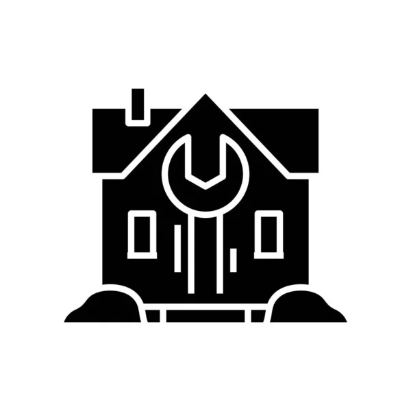 Home repair black icon, concept illustration, vector flat symbol, glyph sign. — Stockvektor