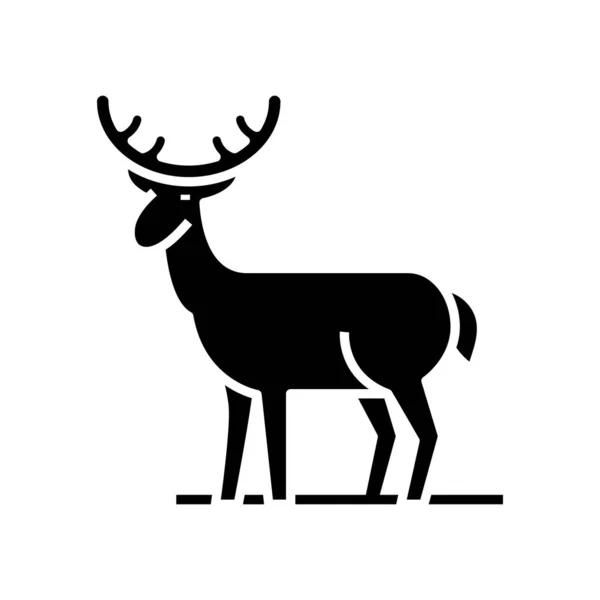 Magic deer black icon, concept illustration, vector flat symbol, glyph sign. — Stockvektor