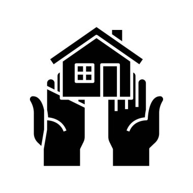 Home protection black icon, concept illustration, vector flat symbol, glyph sign.