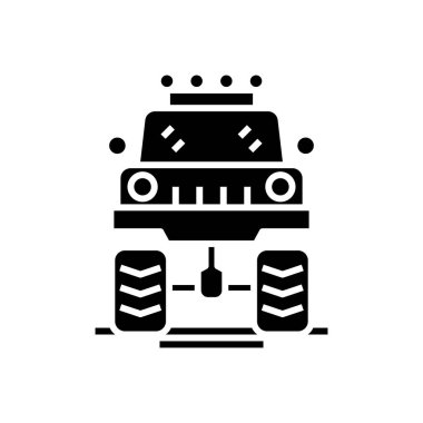 Jeep type black icon, concept illustration, vector flat symbol, glyph sign.