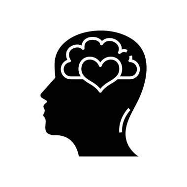 Love thoughts black icon, concept illustration, vector flat symbol, glyph sign.