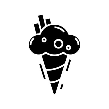 Icecream siyah simgesi, konsept illüstrasyon, vektör düz sembol, kabartma işareti.