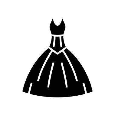 Lüks elbise siyah simge, konsept illüstrasyon, vektör düz sembol, sembol işareti.