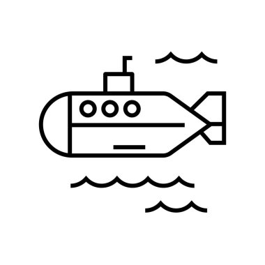 Denizaltı çizgisi simgesi, konsept işareti, ana hatlı vektör çizimi, doğrusal sembol.