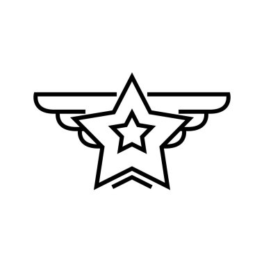 Yıldız çizgi simgesi, kavram işareti, ana hatlı vektör çizimi, doğrusal sembol.