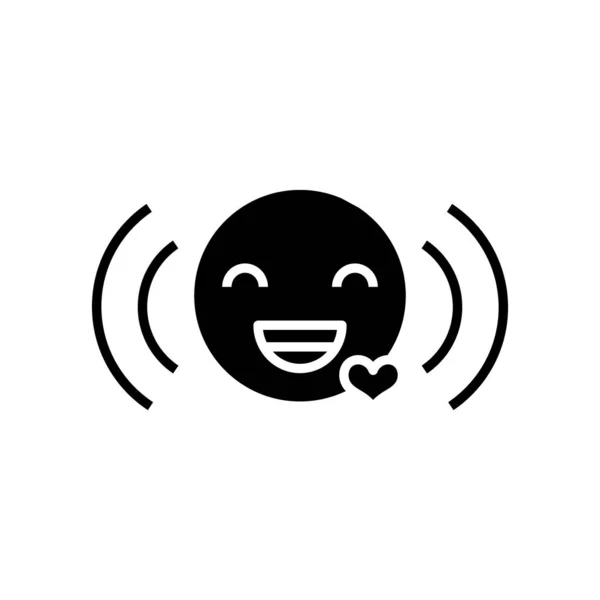 Laughing black icon, concept illustration, vector flat symbol, glyph sign. — Stock vektor