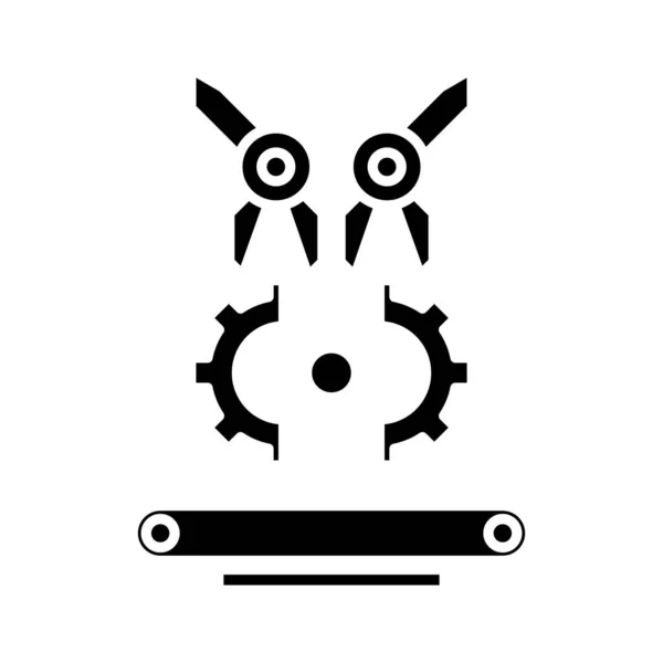 Industry robots black icon, concept illustration, vector flat symbol, glyph sign. — Stockvektor