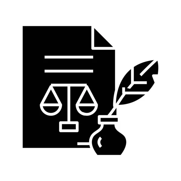 Documento judicial ícone preto, ilustração conceito, símbolo plano vetorial, sinal de glifo . — Vetor de Stock