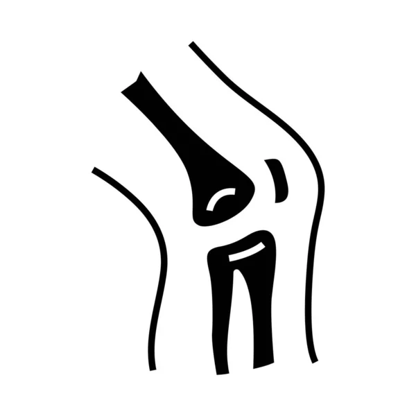 Структура кісток коліна чорна ікона, концептуальна ілюстрація, векторний плоский символ, знак гліфа . — стоковий вектор