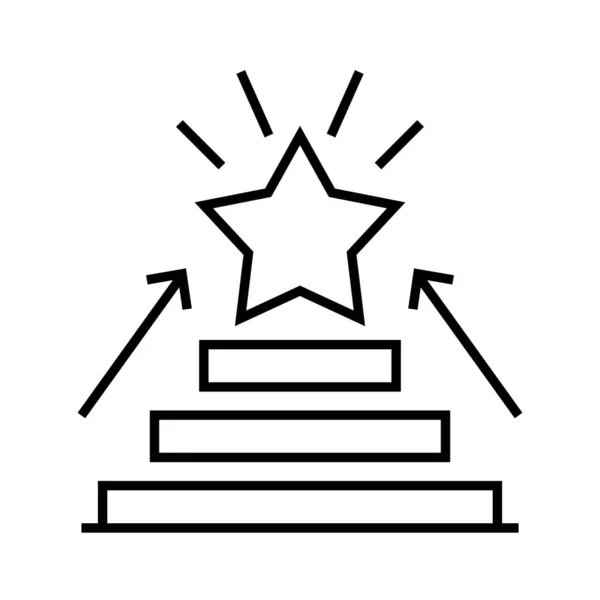 Hvězda stoupající čára ikona, koncept znamení, obrys vektor ilustrace, lineární symbol. — Stockový vektor