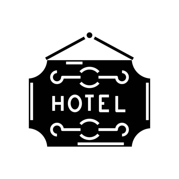 Logo del hotel icono negro, concepto de ilustración, vector de símbolo plano, signo de glifo . — Vector de stock