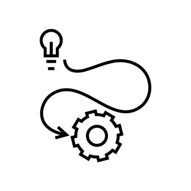 Problemlerin çözümü çizgi simgesi, kavram işareti, taslak vektör çizimi, doğrusal sembol.