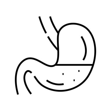 Mide çizgisi simgesi, kavram işareti, ana hatlı vektör çizimi, doğrusal sembol.