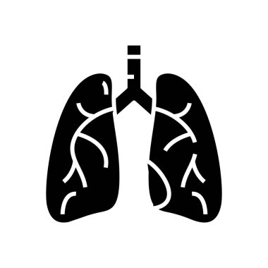 İç organ akciğer siyah ikonu, konsept çizim, vektör düz sembol, kabartma işareti.
