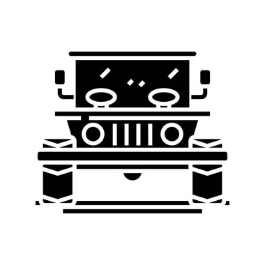 Jeep siyah simgesi, konsept illüstrasyon, vektör düz sembol, sembol işareti.