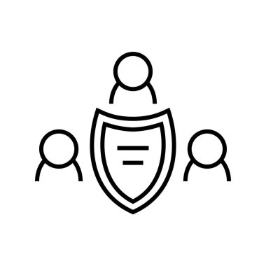 Personel koruma çizgisi simgesi, konsept işareti, taslak vektör çizimi, doğrusal sembol.