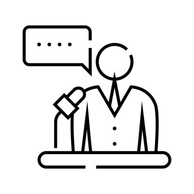 Hoparlör çizgisi simgesi, konsept işareti, ana hatlı vektör çizimi, doğrusal sembol.