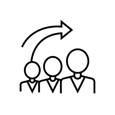 Personel büyüme çizgisi simgesi, kavram işareti, dış hatlar vektör çizimi, doğrusal sembol.