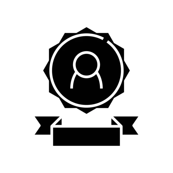 Honorable emblema negro icono, concepto de ilustración, vector de símbolo plano, signo de glifo . — Vector de stock