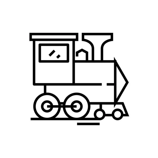 Dampflokomotive Liniensymbol, Konzeptzeichen, Umrissvektorillustration, lineares Symbol. — Stockvektor