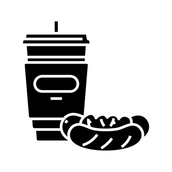 Hot Dogs schwarzes Symbol, Konzept Illustration, Vektor flaches Symbol, Glyphen-Zeichen. — Stockvektor