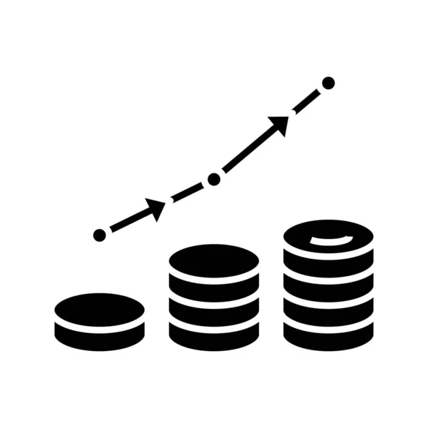 Income rising black icon, concept illustration, vector flat symbol, glyph sign. — Stock Vector