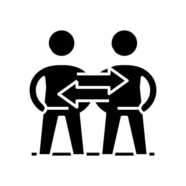 Interactie zwart pictogram, concept illustratie, vector plat symbool, teken van het symbool van het symbool. — Stockvector
