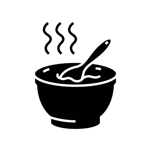 Manger chaud icône noire, illustration de concept, symbole plat vectoriel, signe de glyphe . — Image vectorielle