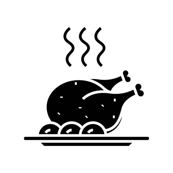 Icône noire chiken chaude, illustration de concept, symbole plat vectoriel, signe de glyphe . — Image vectorielle