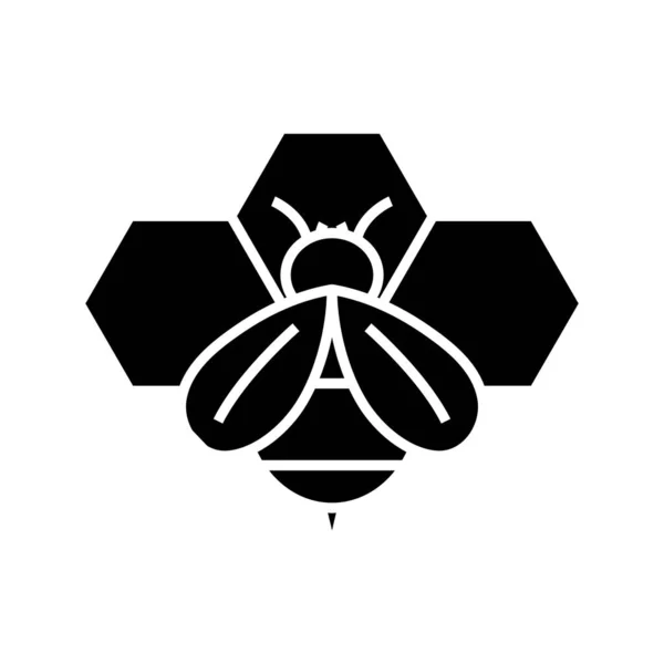 Черная медоносная пчела, концептуальная иллюстрация, векторный плоский символ, знак знака . — стоковый вектор