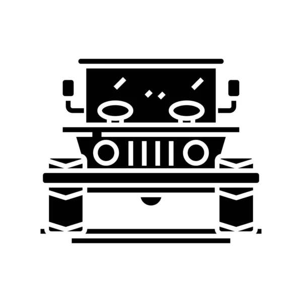 Jeep schwarzes Symbol, Konzeptillustration, Vektor flaches Symbol, Glyphen-Zeichen. — Stockvektor