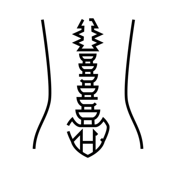 Ícone de linha de estrutura óssea da coluna vertebral, signo conceitual, ilustração vetorial de contorno, símbolo linear . — Vetor de Stock