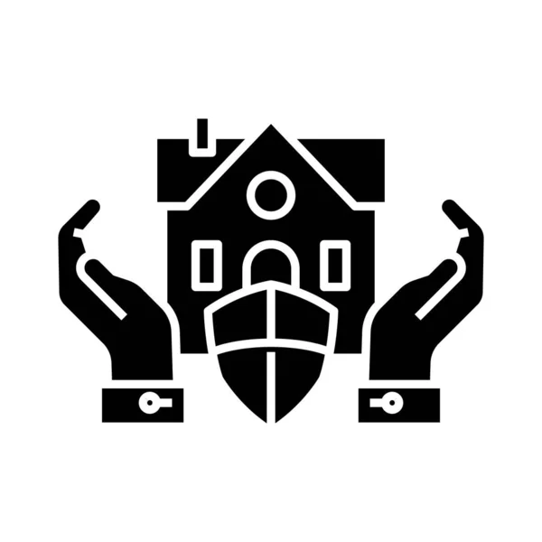 Ochrana domu černá ikona, koncept ilustrace, vektorový plochý symbol, znak glyf. — Stockový vektor