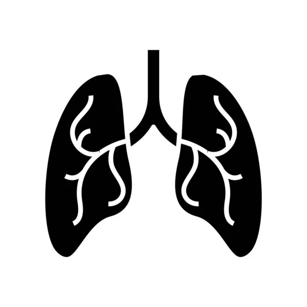 Lungs black icon, concept illustration, vector flat symbol, glyph sign. — Stock Vector