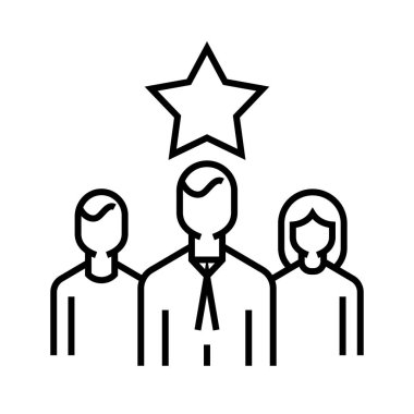 Başarılı takım çizgisi simgesi, konsept işareti, özet vektör çizimi, doğrusal sembol.