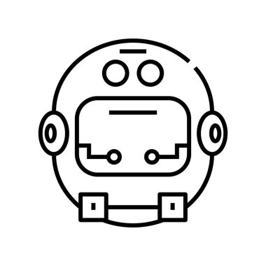 Uzaylı miğferi çizgisi simgesi, kavram işareti, taslak vektör çizimi, doğrusal sembol.