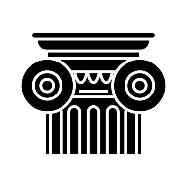 İyonik düzen siyah simge, konsept illüstrasyon, vektör düz sembol, kabartma işareti.