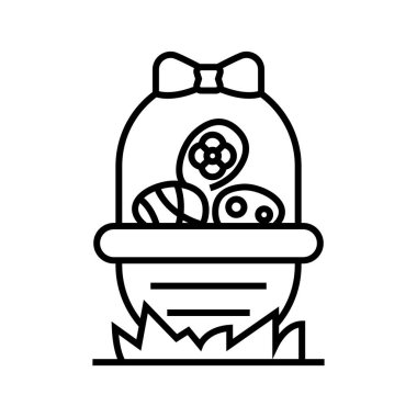 Hatıra sepeti çizgisi simgesi, kavram işareti, taslak vektör çizimi, doğrusal sembol.