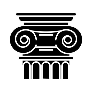 İyonik düzen siyah simge, konsept illüstrasyon, vektör düz sembol, kabartma işareti.