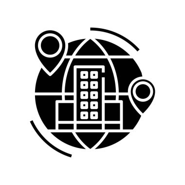 Sektör konumları siyah simge, konsept illüstrasyon, vektör düz sembol, kabartma işareti.