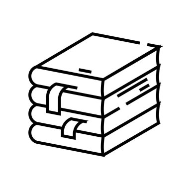 Öğrenci kitapları satır simgesi, kavram işareti, ana hatlar vektör çizimi, doğrusal sembol.