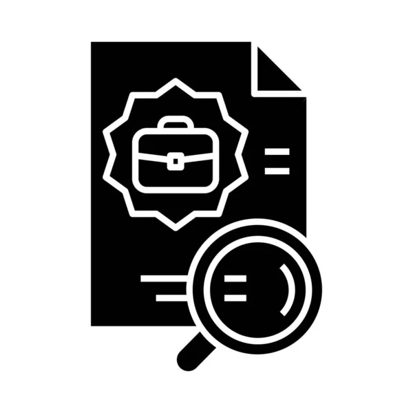 Búsqueda de empleo icono negro, concepto de ilustración, vector de símbolo plano, signo de glifo . — Vector de stock